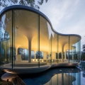 Minimalist Curved Glass Cloud of Luster Wedding Chapel in Japan