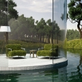 Minimalist Architectural Elements Combined with Overgrown Grassy Chairs