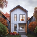 Modern Narrow Infill House with Classic Board and Batten Design