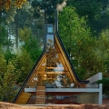 Contemporary A-Frame Wooden Cabin in the Forest