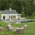 Pool House with Classic New England Style Farmhouse Architecture