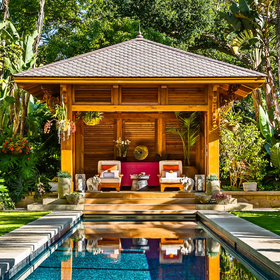 Resort-Like Pool Paradise Balinese Style Open-Air Teak Folly