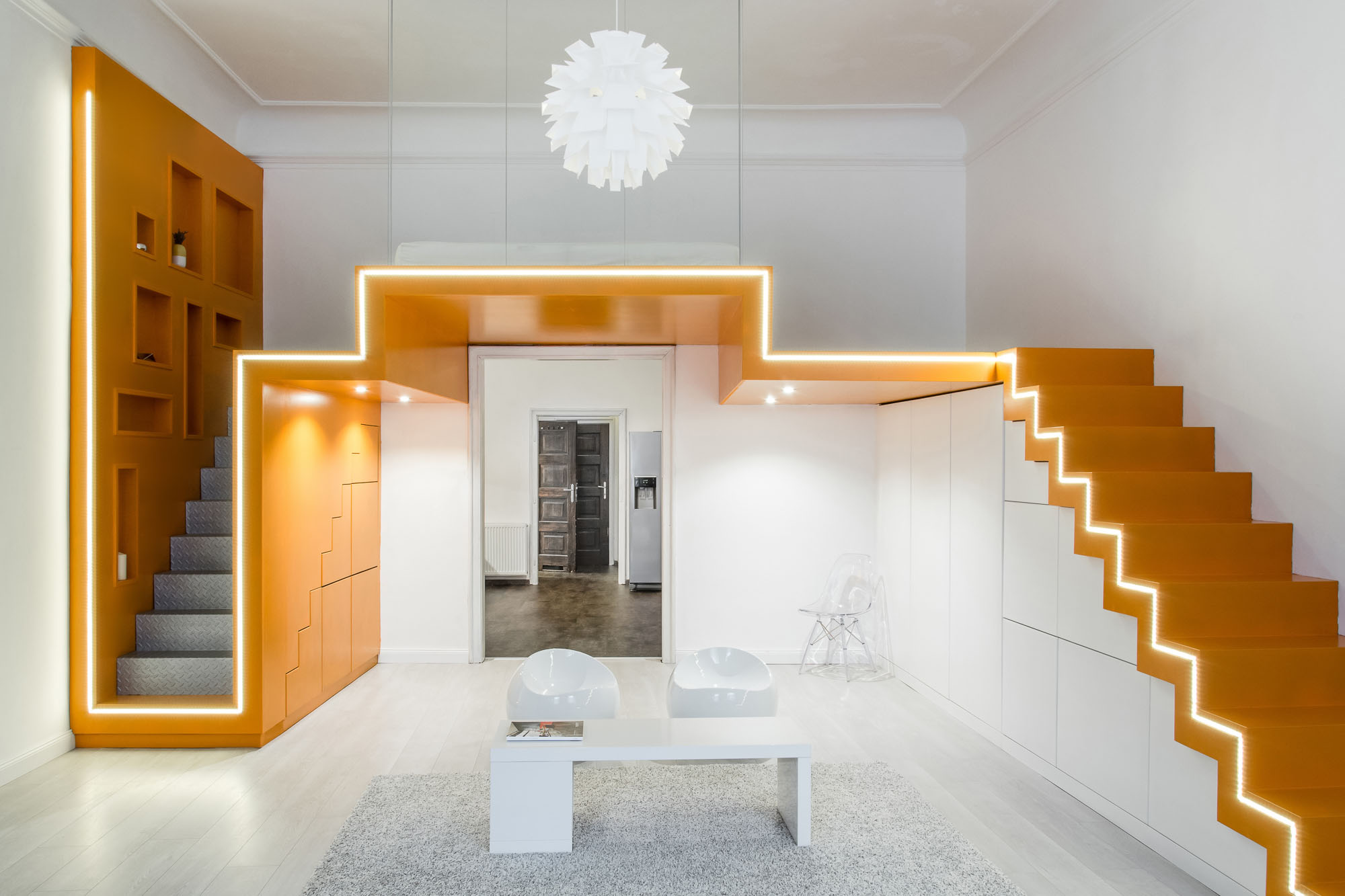 Batlab-Budapest-Loft_1 Minimalist Loft Apartment with Two Staircases