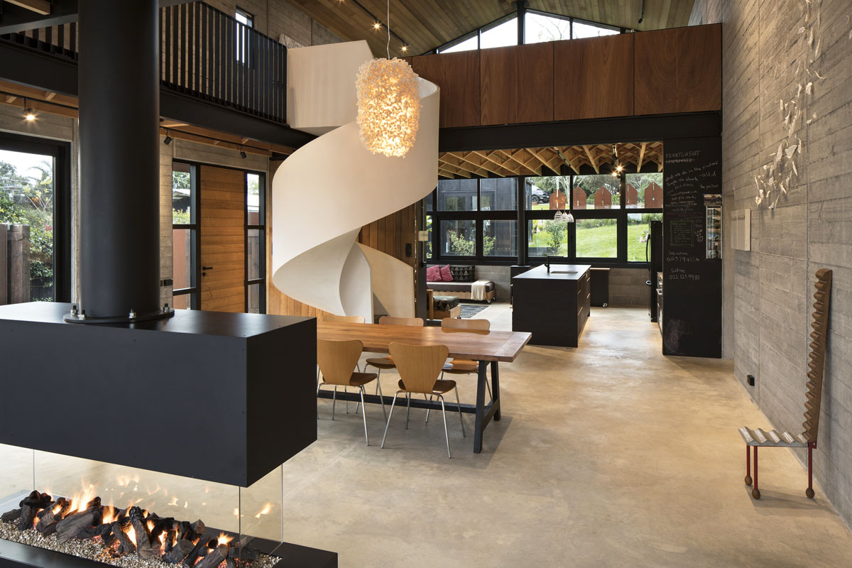 Anzac Bay Modern Home - Waiheke Island, New Zealand Modern Home with Helical Staircase