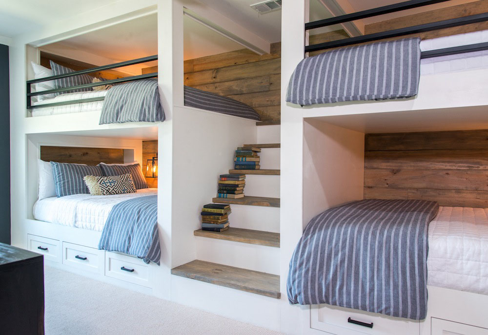 Bunk-Room-with-Full-Staircase-and-Queen-Size-Bunk-Beds_1 Custom Bunk Beds with Staircase