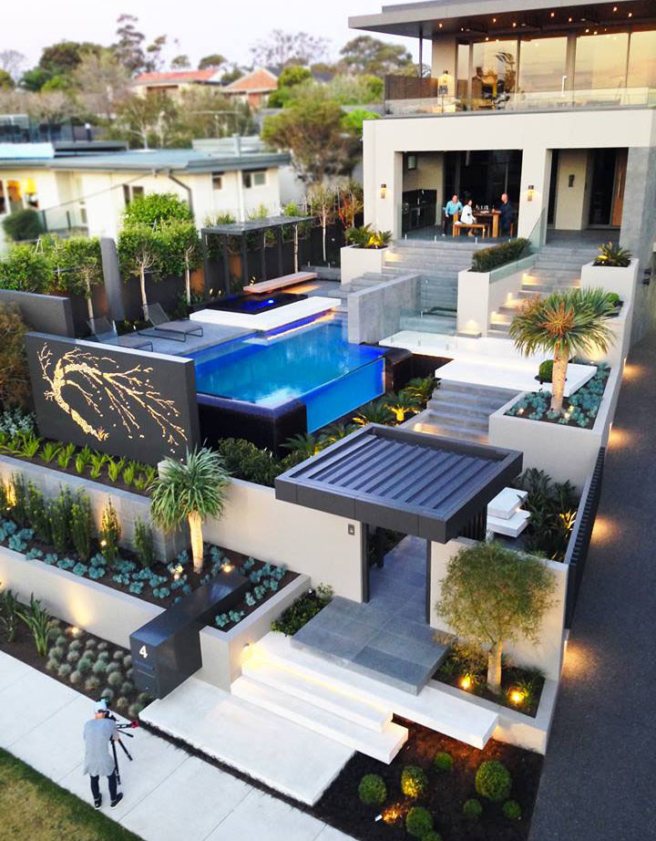 Unique Modern Resort Style Landscaping with Pool