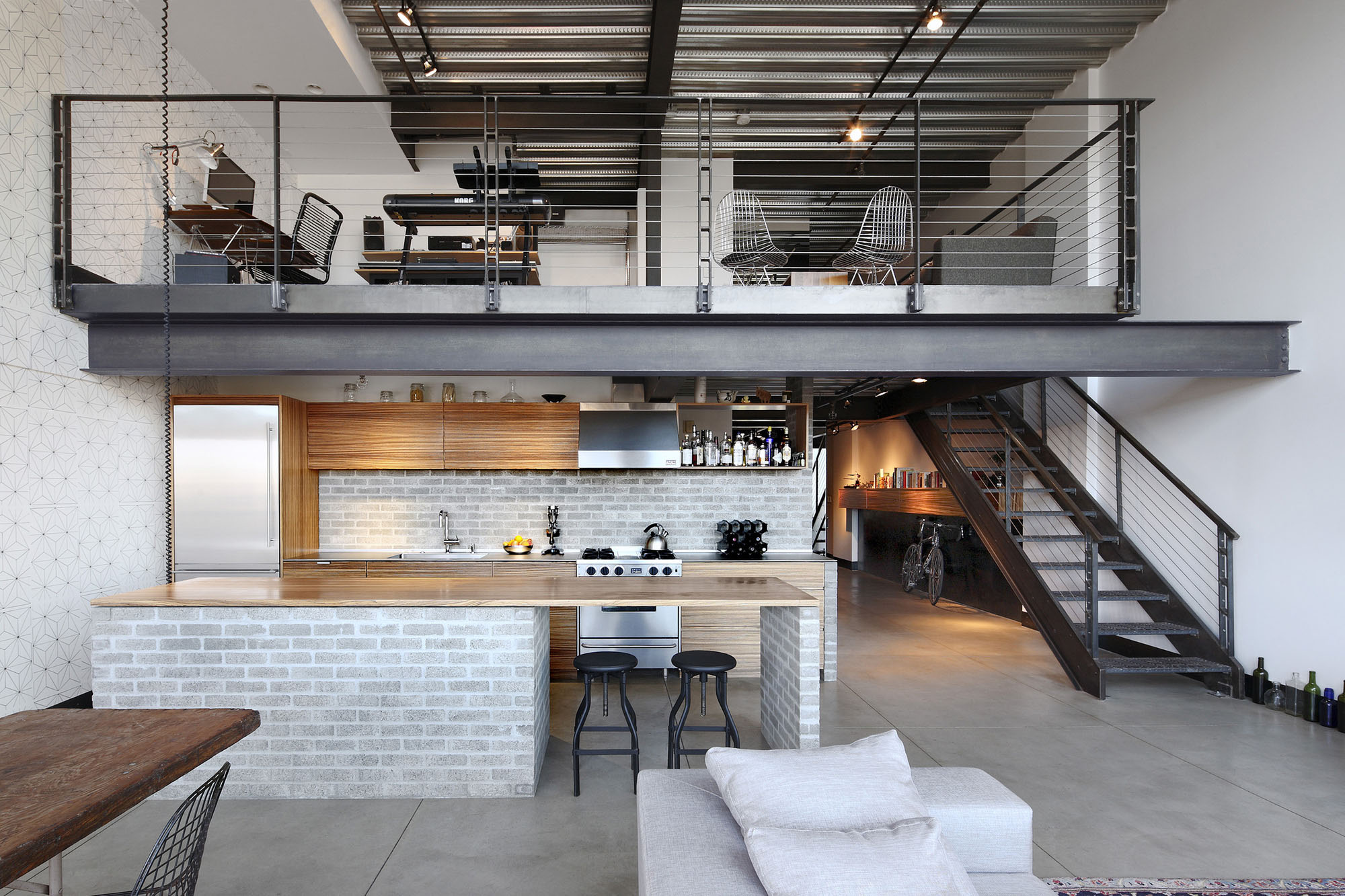 Brick and Steel Industrial Loft Interior Decor
