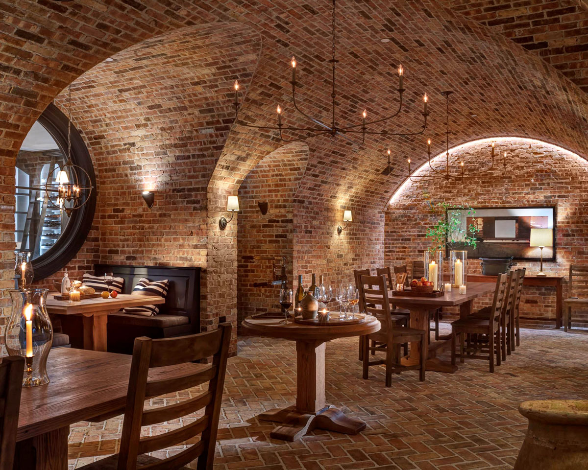 Barrel-Vaulted Brick Dining Room