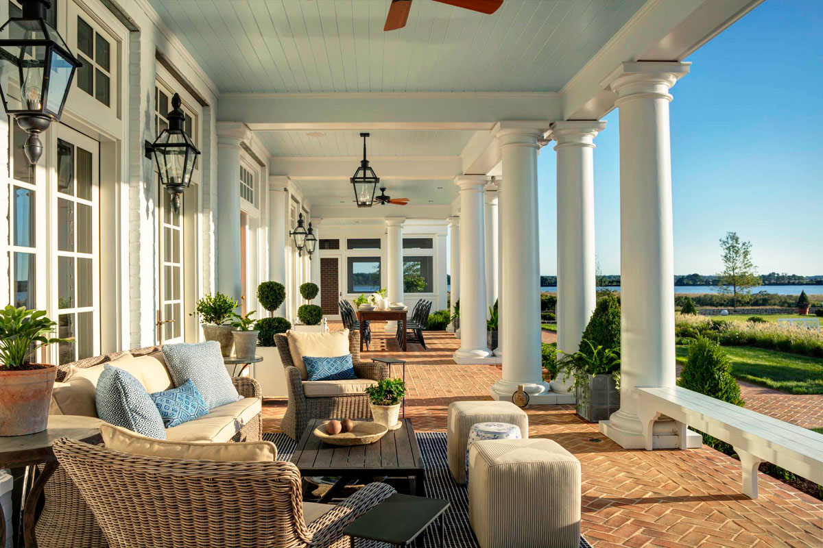 Colonial Style Dream House with Water View - Centreville, Maryland Classic Terrace with Columns