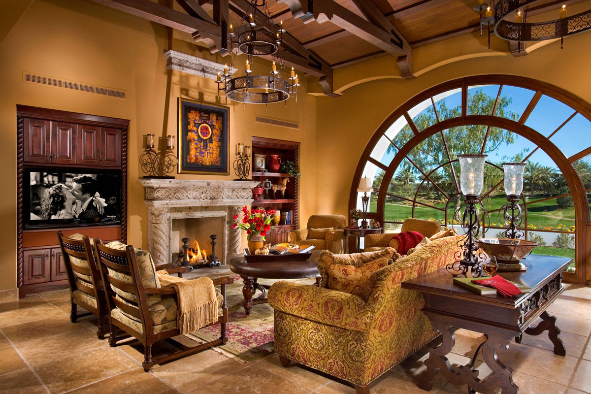 Classic Spanish Style Luxury Home - Palm Desert, California Large Arched Window