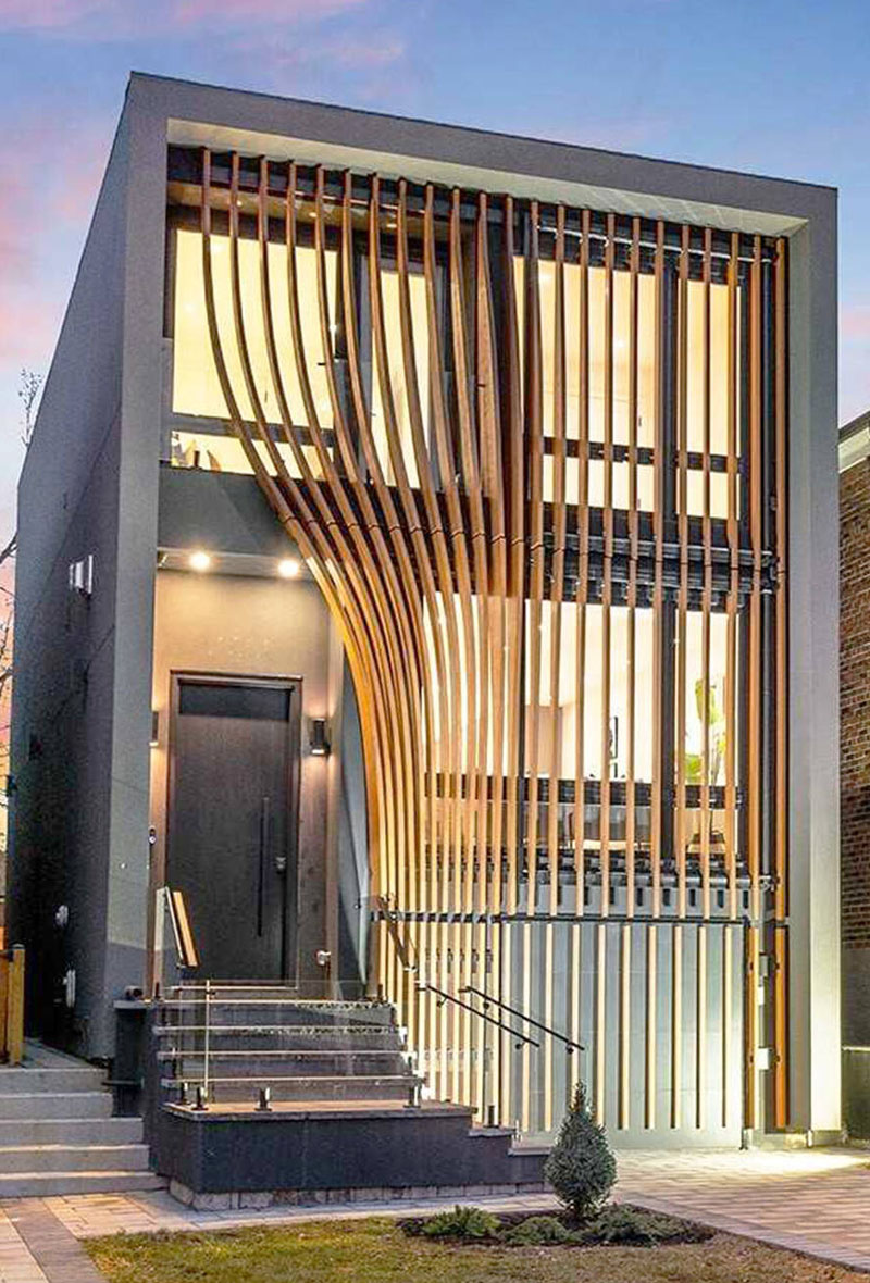 Eye-Catching Exterior Modern Architectural Wooden Blinds