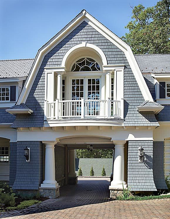 Shingle-Style Home Porte Cochere