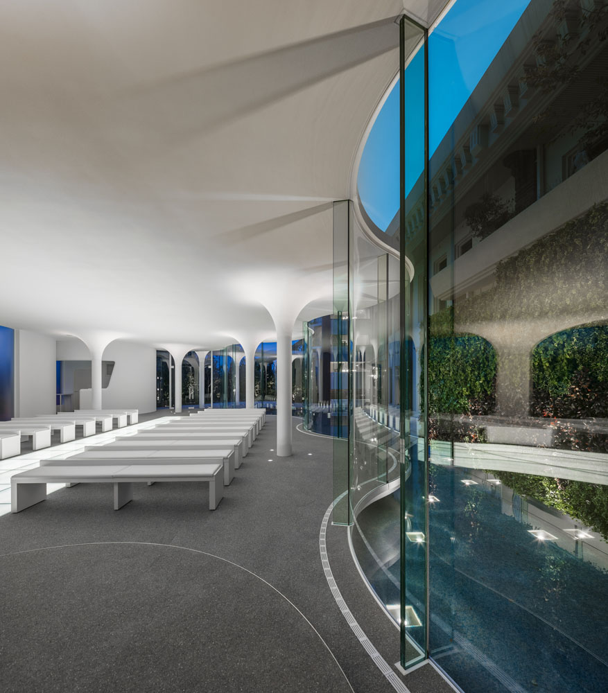Minimalist Curved Glass Cloud of Luster Wedding Chapel - Himeji, Japan