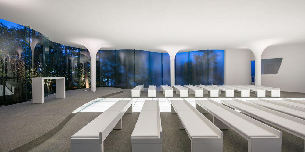 Minimalist Curved Glass Cloud of Luster Wedding Chapel - Himeji, Japan