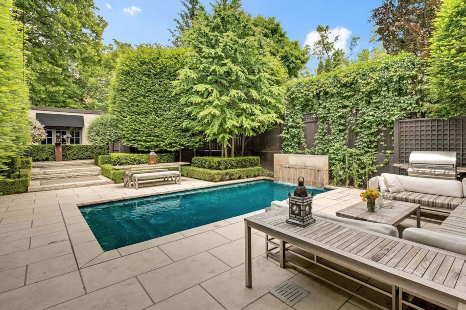 Elegant Custom Home Back Garden with Pool - Toronto, Ontario, Canada