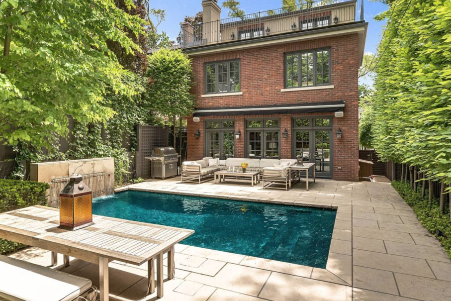 Elegant Custom Home Back Garden with Pool - Toronto, Ontario, Canada