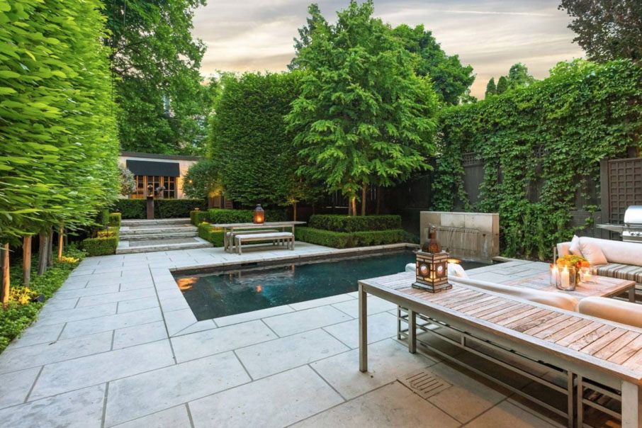 Elegant Custom Home Back Garden with Pool - Toronto, Ontario, Canada