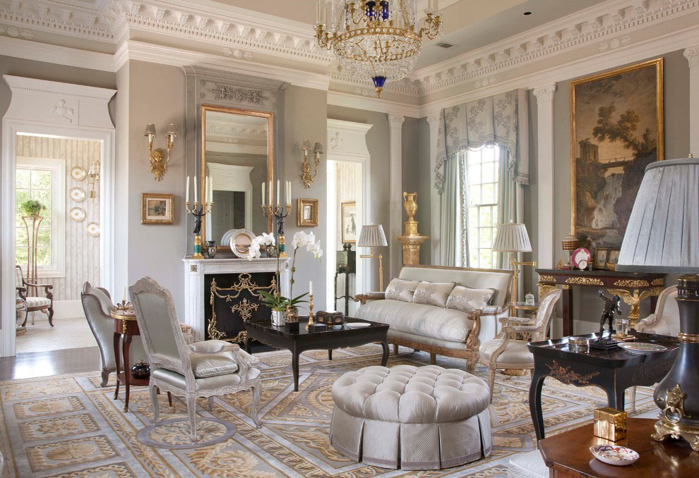 Federal-Style-Houston-Home_2 Ornate Living Room Design with Classical Elements