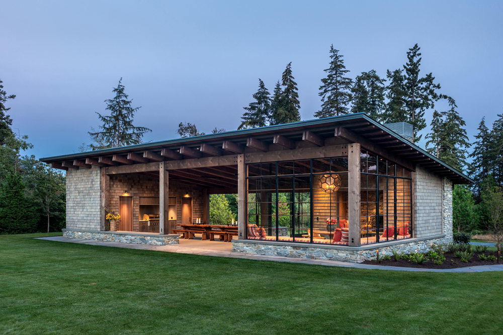 Timeless Country Retreat in the Puget Sound - Whidbey Island, Washington Modern Rustic Timber and Stone Country Cabin
