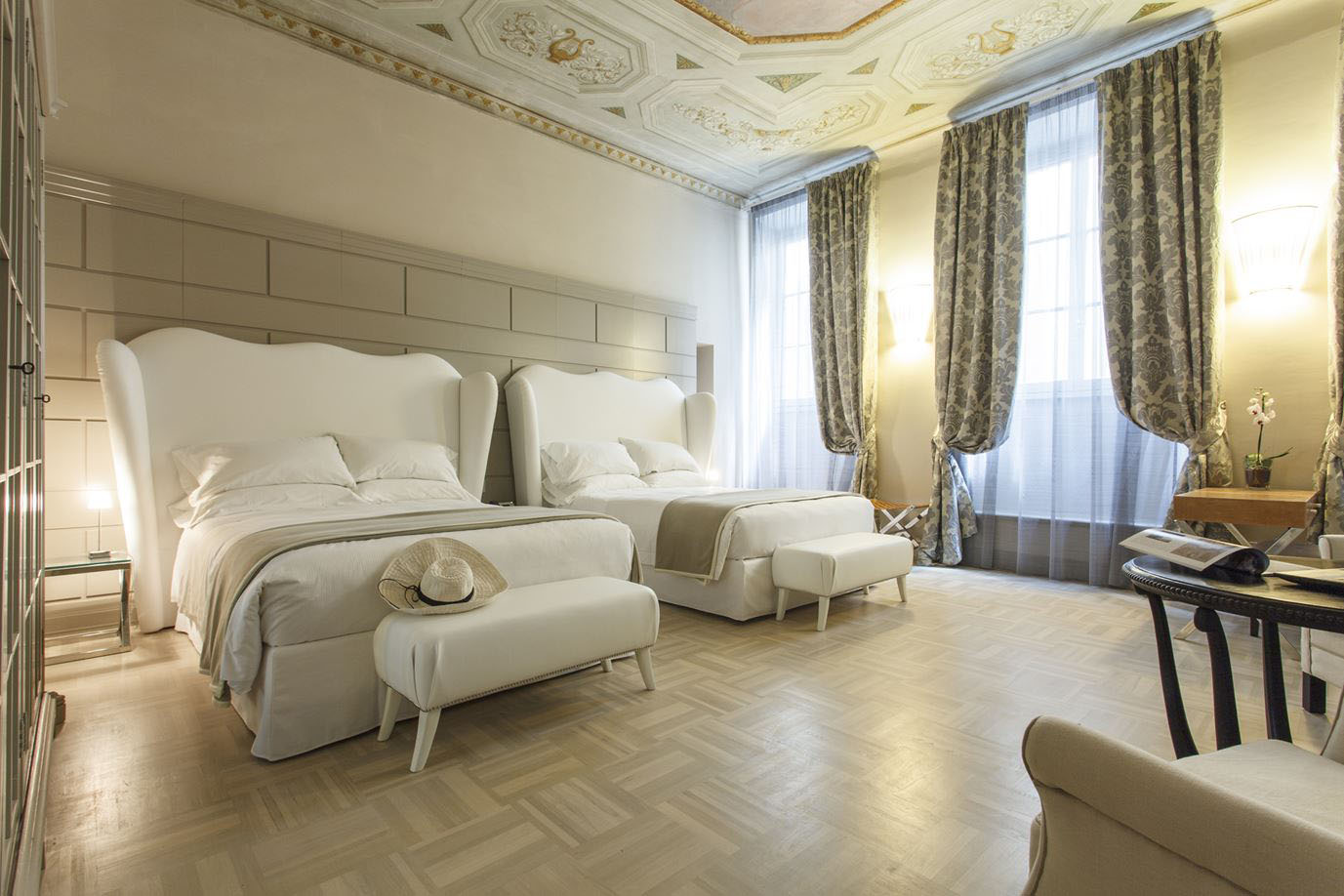 Firenze-Number-Nine_Hotel_5 Contemporary Bedroom with Mezzo Fresco Painted Ceiling