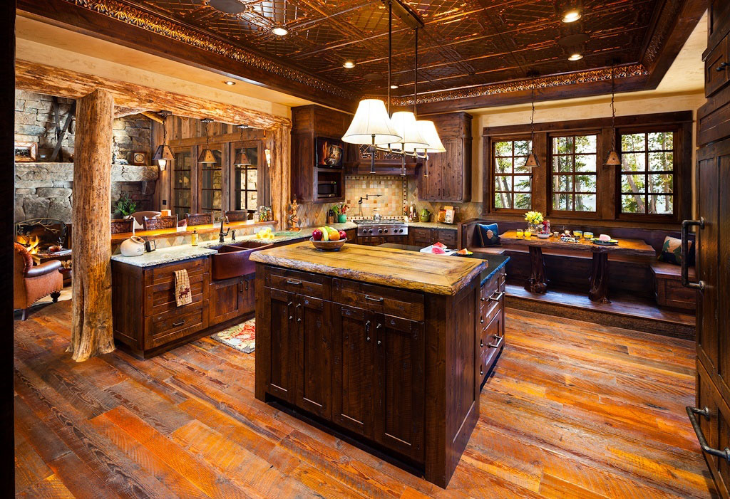 Foxtail-Residence-Montana_2 Rustic Country Kitchen with Natural Wood