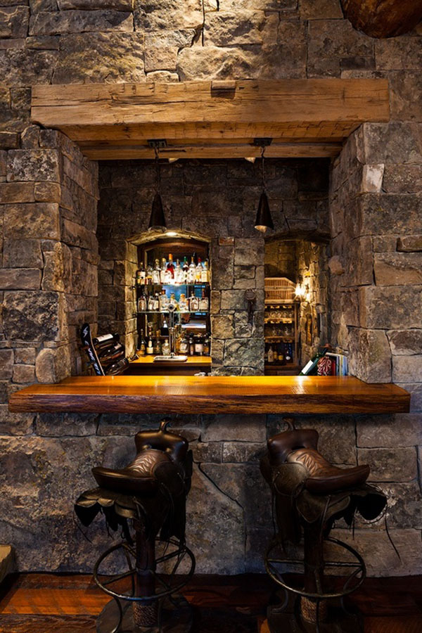 Foxtail-Residence-Montana_6 Natural Stone Bar with Wood Counter