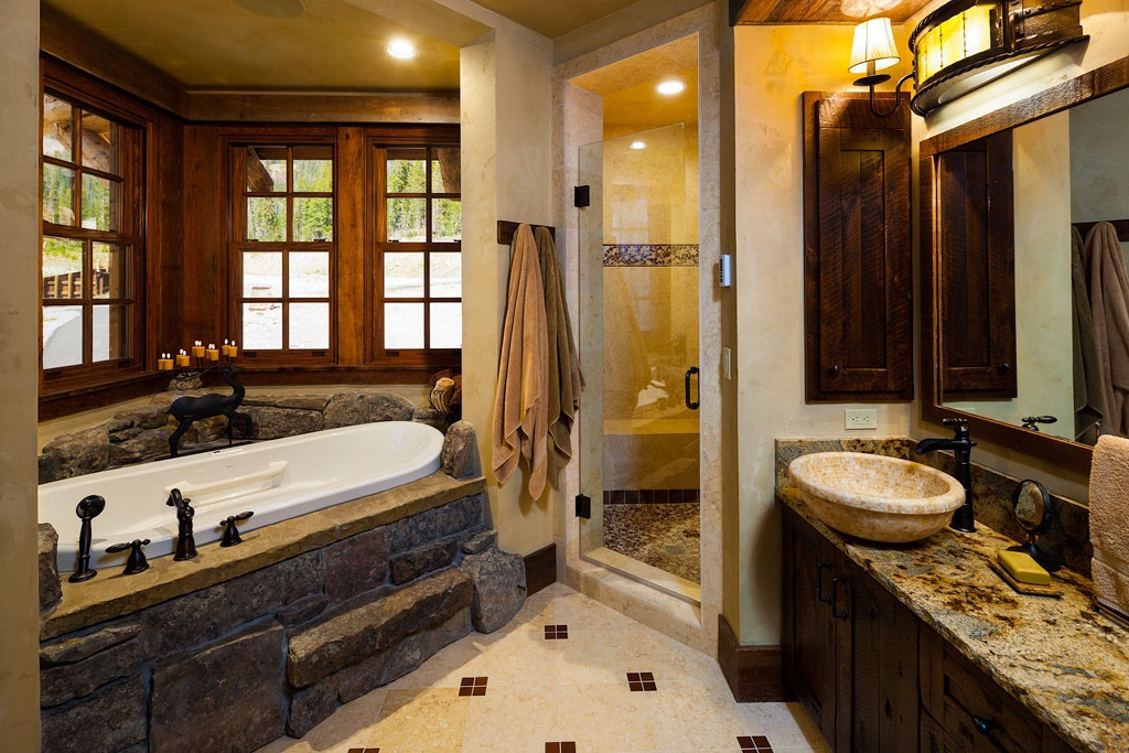 Foxtail-Residence-Montana_9 Rustic Stone Bathroom