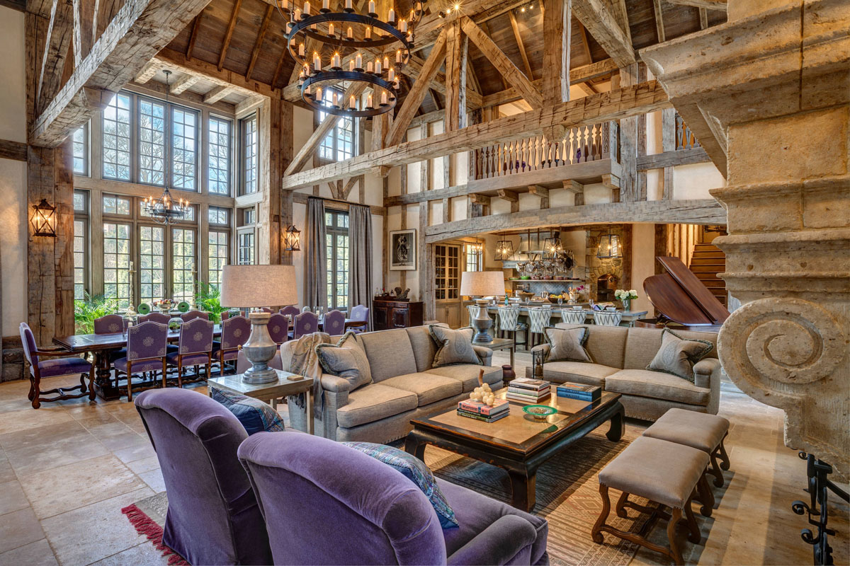 Rustic French Norman Style Great Room - Greenwich, Connecticut