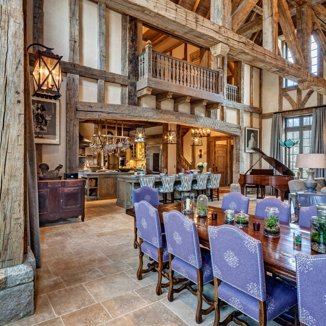 Rustic French Norman Style Great Room - Greenwich, Connecticut