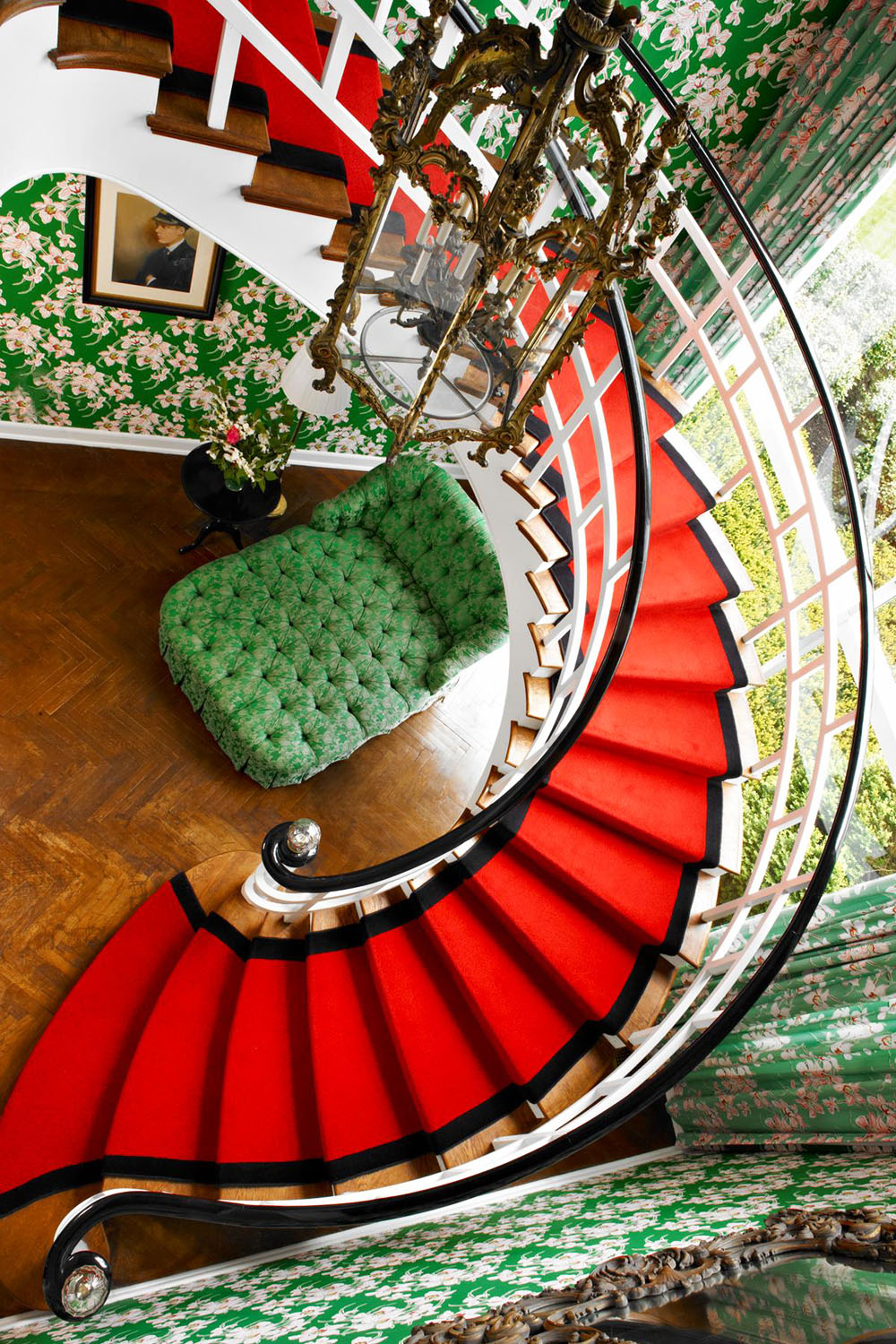 Greenbrier Hotel Elegant Colorful Interior Decor - White Sulphur Springs, West Virginia Colorful Spiral Staircase