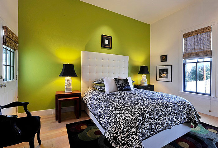 Greenery-Color-Interior-Decor_6 Bedroom with Green Wall