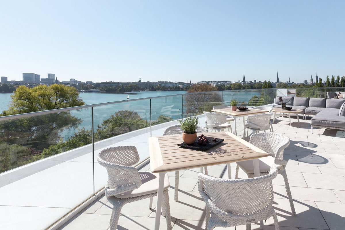 The Fontenay Hotel Terrace on Outer Alster Lake - Hamburg, Germany