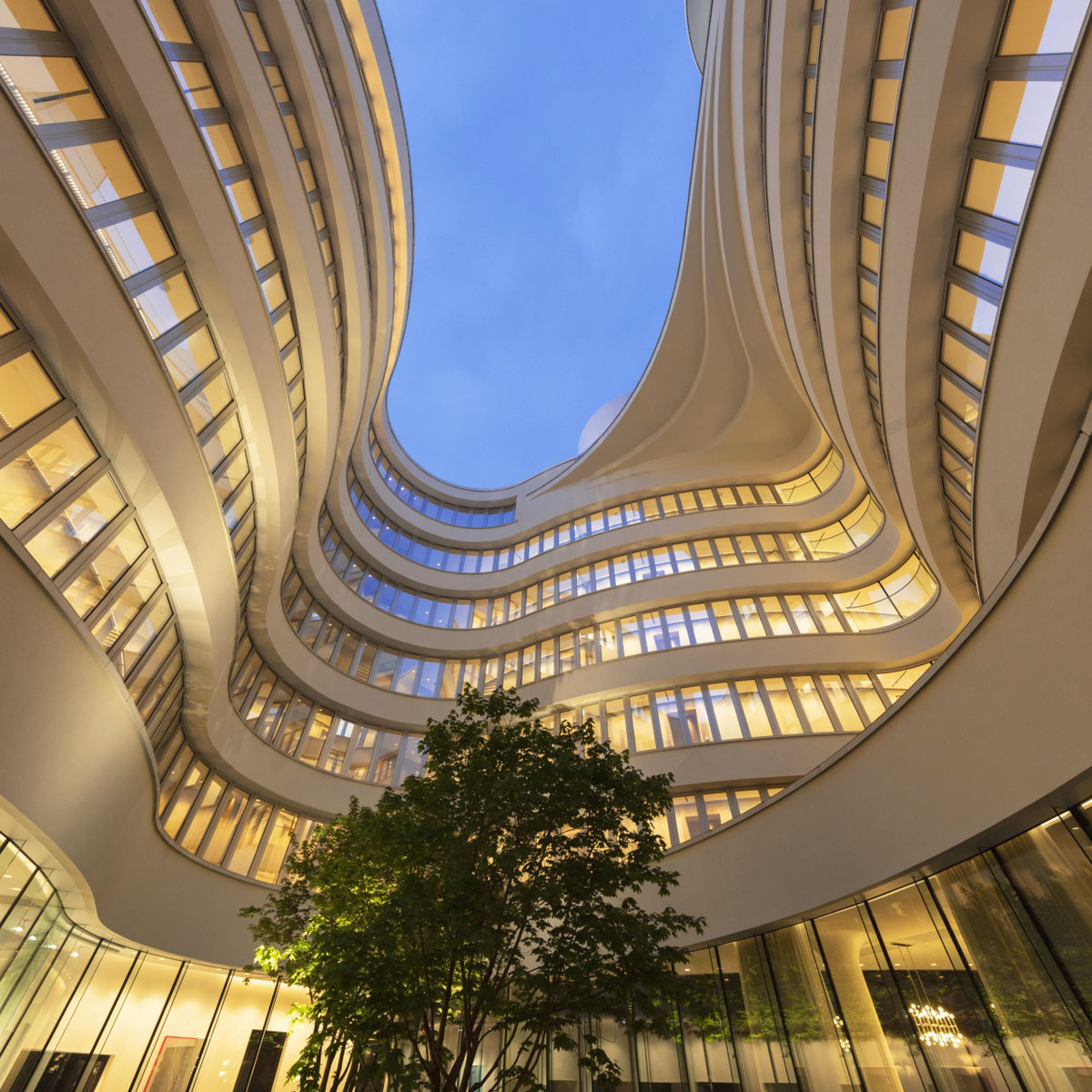 The Fontenay Hotel on Outer Alster Lake - Hamburg, Germany Open Courtyard Atrium