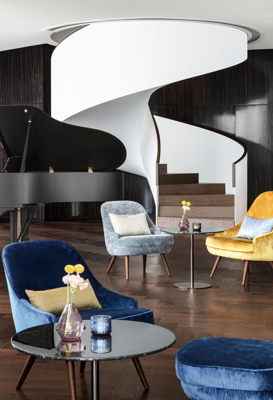 The Fontenay Hotel on Outer Alster Lake - Hamburg, Germany Modern Sculptural Spiral Staircase