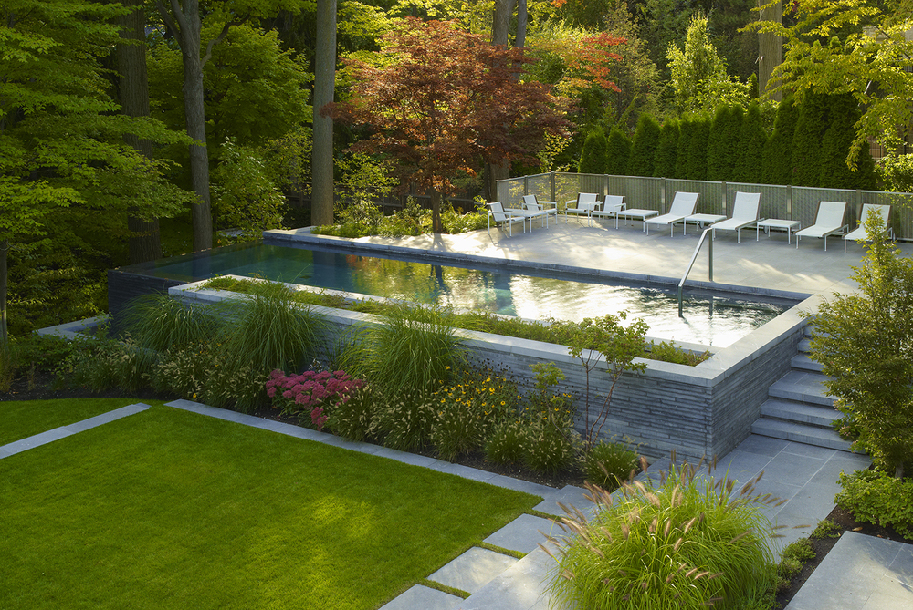 Peaceful Backyard Landscaping and Pool Design Ideas - Toronto, Ontario, Canada