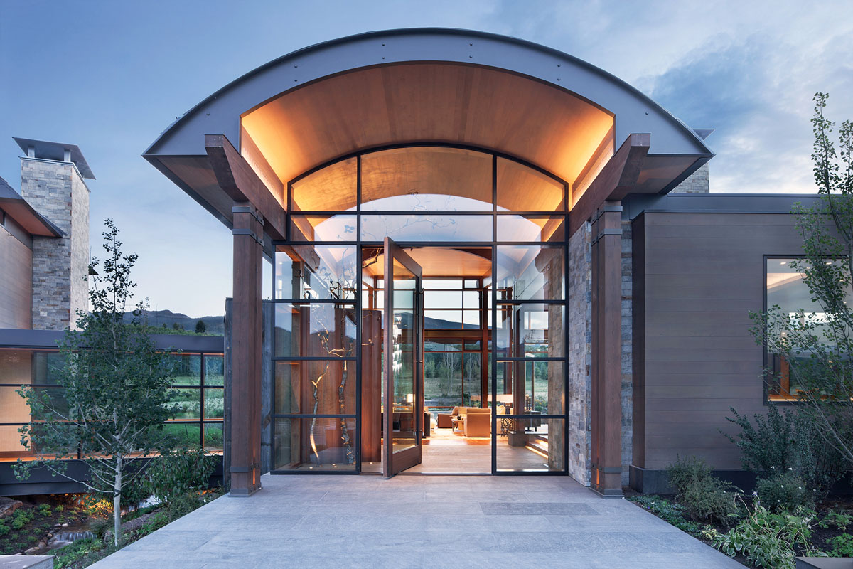 Modern Mountain Ranch House - Aspen, Colorado Modern Luxury Home with Arched Barrel-Vault Roof