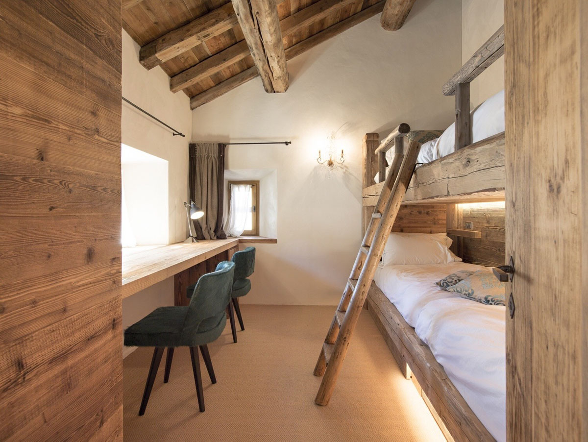 Luxury Rustic Dream Alpine Stone House - La Punt Chamues-ch, Switzerland Rustic Ski Chalet with Bunk Beds
