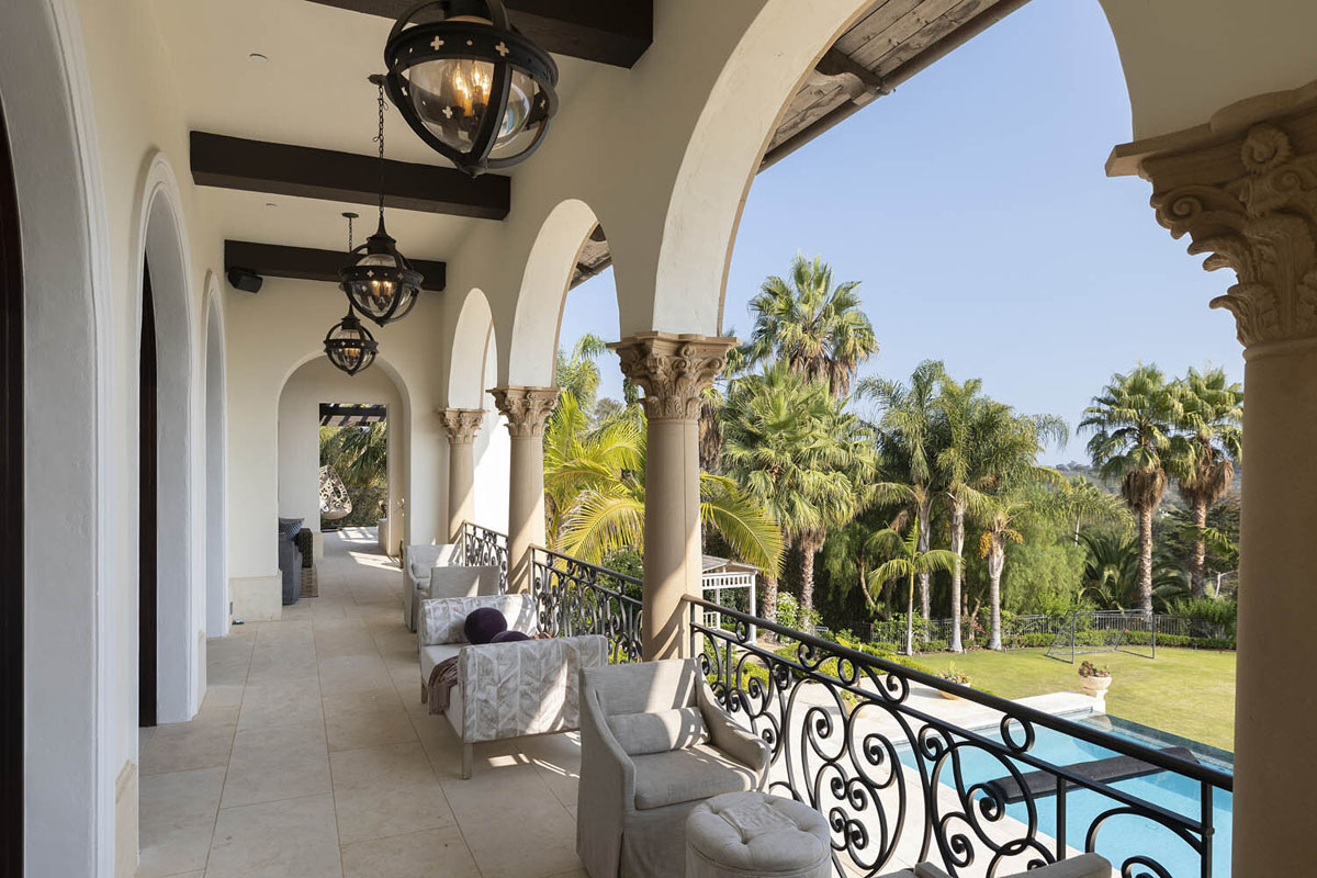 Ocean View Loggia with Columns and Archways - Montecito, Santa Barbara, California