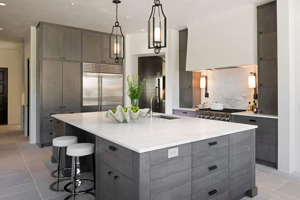 Contemporary Kitchen of a Farmhouse Style Stone Villa - Austin, Texas