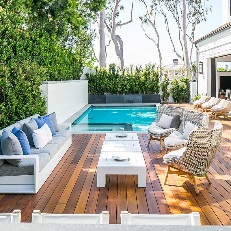 Mid-Century-Modern-Transitional-Home-Design-Newport-Beach-California_1 Outdoor Terrace with Swimming Pool and Wooden Deck