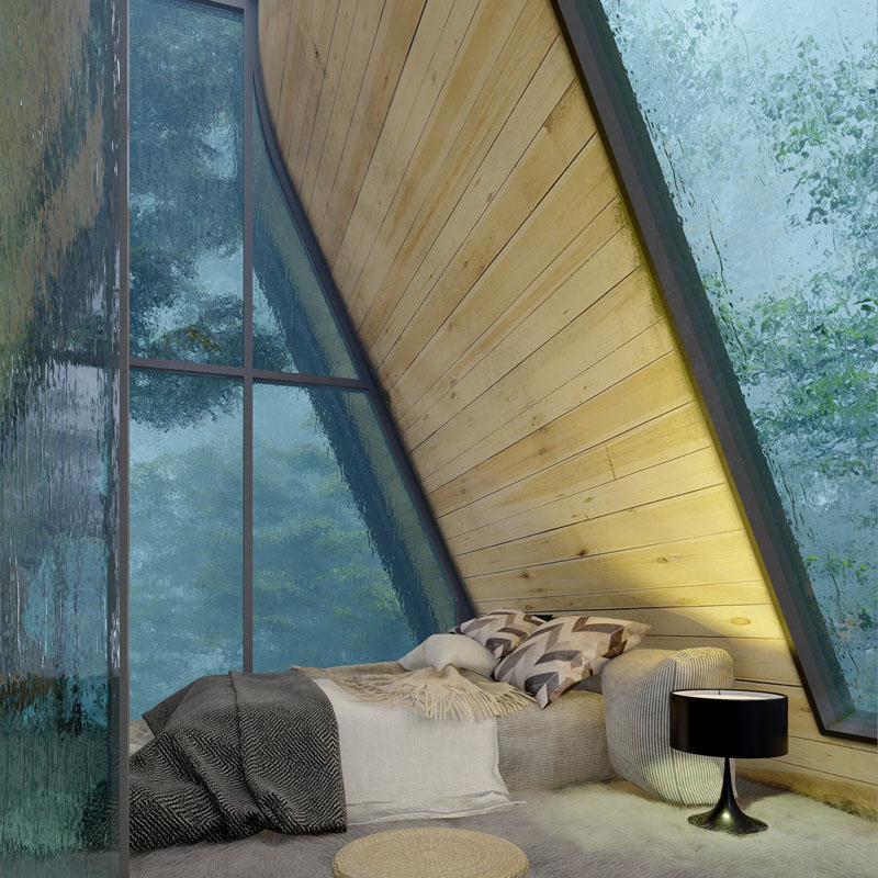 Modern A-Frame Cabin Interior