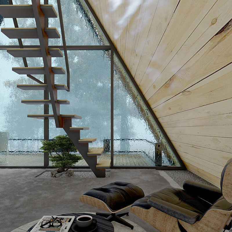 Modern A-Frame Cabin Interior