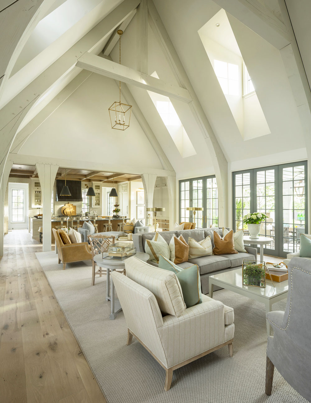 Modern Take of an English Country Cottage - Highland, Utah Dramatic Living Room Cathedral Ceiling with Gothic Vibe