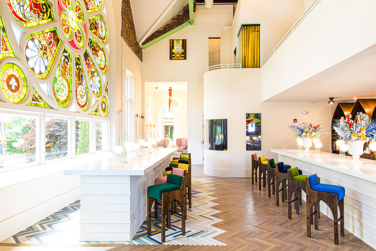 Old Church with Romanesque Architecture Transformed into a Modern Hotel