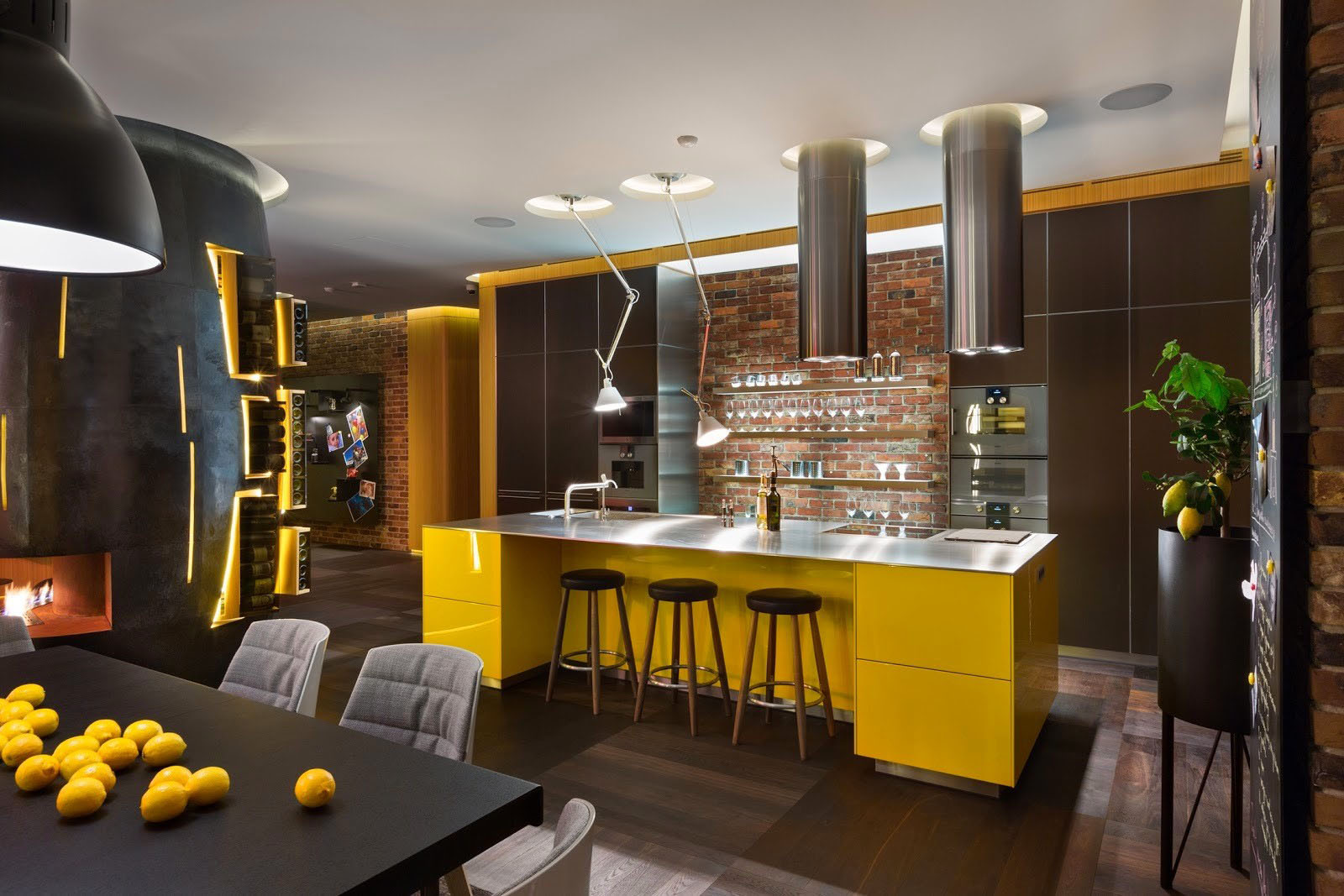 Stylish Modern Apartment with Brick Wall