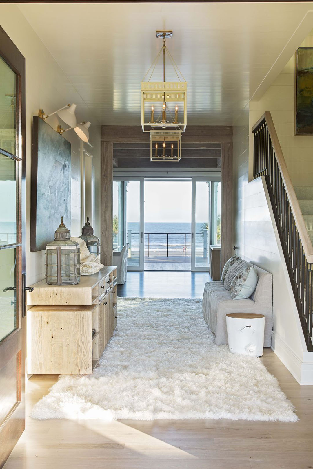 Rustic Oceanfront Home - Isle of Palms, South Carolina Entrance Hall Foyer with View of Ocean