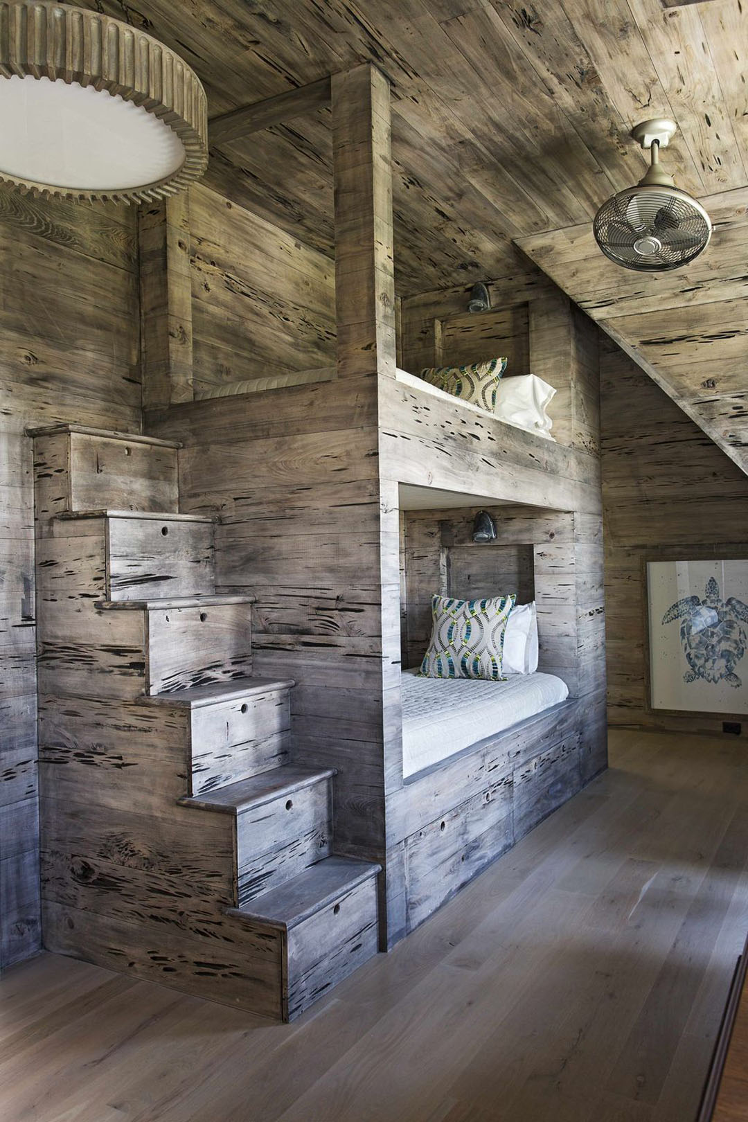 Rustic Oceanfront Home - Isle of Palms, South Carolina Pecky Cypress Wood Bunk Beds
