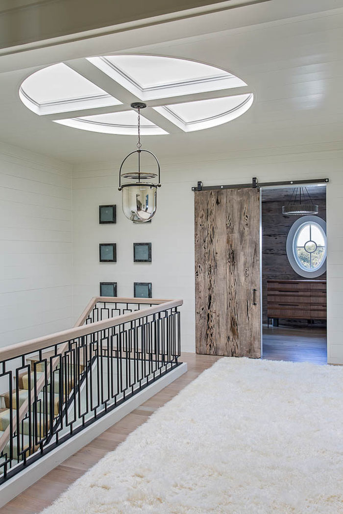 Luxury Country Home - Isle of Palms, South Carolina Oval Skylight and Reclaimed Wood Sliding Barn door