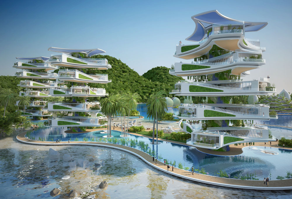 Concept Eco-Resort with Spiral Apartment Buildings - Palawan, Philippines