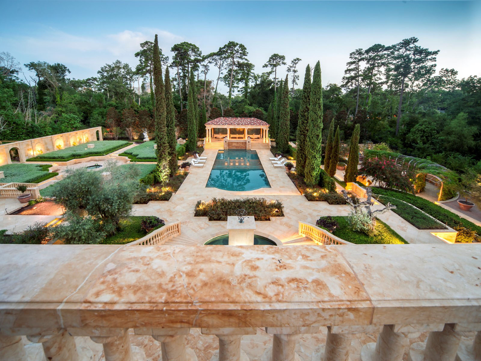 Neoclassical-Chateau-Estate-Texas_11 Versailles Inspired Back Garden